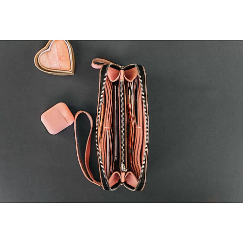 Шкіряний гаманець Skin and Skin Zipper L 21х11.5х2.5 см Рожевий (LW06PI)
