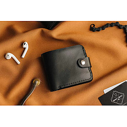 Кожаный бифолд Skin and Skin 11.5х9.5 см Черный (SW01BL)