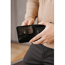 Кожаный бифолд Skin and Skin Кайман 11.5х9.5 см Черный (SW01BLK)