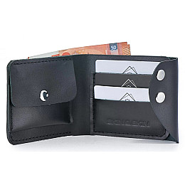 Кожаный бифолд Skin and Skin 11.5х9.5 см на 6 карт Черный (SW02BL)