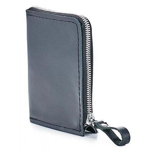 Шкіряний гаманець Skin and Skin Zipper S 13х10 см Чорний (SW05BL)