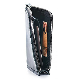 Шкіряний гаманець Skin and Skin Zipper S 13х10 см Чорний (SW05BL)
