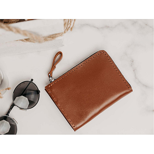 Шкіряний гаманець Skin and Skin Zipper S 13х10 см Коньячний (SW05CO)