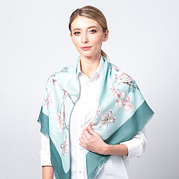 Хустка жіноча з малюнком бавовна ЕСТІ 387-638 LuckyLOOK 95х95 Зелений