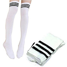 Гольфы с полосками one size 40 DEN белые Mic (Zibr)