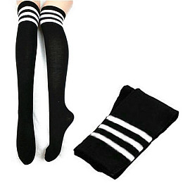 Гольфы с полосками one size 40 DEN черные Mic (Zibr)