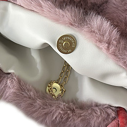 Детская сумка Lesko GZ-5043 Light Pink меховая с вишней на цепочке для девочки