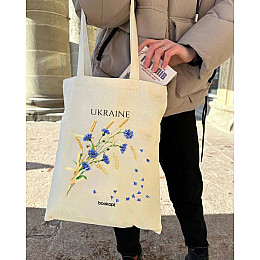 Экошопер BookOpt BK4020 Ukraine Васильки и колосья бежевый