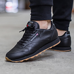 Чоловічі шкіряні кросівки Reebok Classic Leather Чорний 42,5 (525942554)
