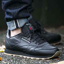 Чоловічі шкіряні кросівки Reebok Classic Leather Чорний 42,5 (525942554)