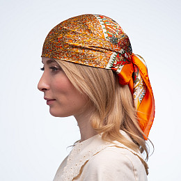 Хустка жіноча з візерунком поліестер JOSEPHINE 083-837 LuckyLOOK 70x70 Помаранчевий Червоний Бежевий