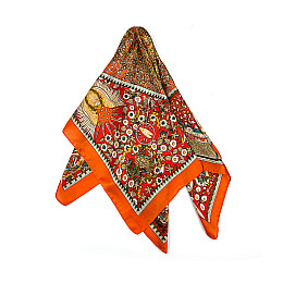 Хустка жіноча з візерунком поліестер JOSEPHINE 083-837 LuckyLOOK 70x70 Помаранчевий Червоний Бежевий