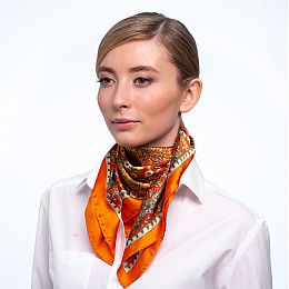 Хустка жіноча з візерунком поліестер JOSEPHINE 083-837 LuckyLOOK 70x70 Помаранчевий Червоний Бежевий