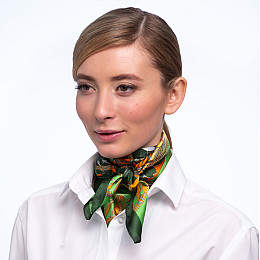 Хустка жіноча з візерунком поліестер MONICA 083-974 LuckyLOOK 70x70 Зелений Помаранчевий Бежевий