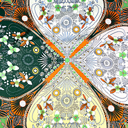 Хустка жіноча з візерунком поліестер MONICA 083-974 LuckyLOOK 70x70 Зелений Помаранчевий Бежевий