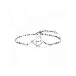 Женский браслет j-hel Котенок-сердечко 1,49 г 22 см Silver (KITTYSilver)