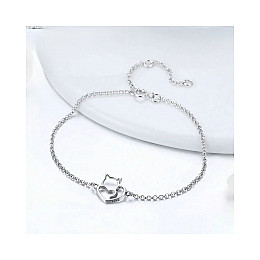 Женский браслет j-hel Котенок-сердечко 1,49 г 22 см Silver (KITTYSilver)