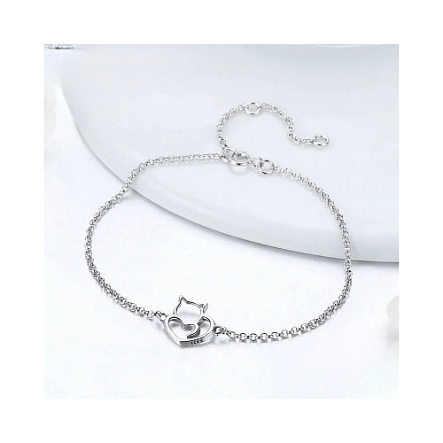 Жіночий браслет j-hel Кошеня-серце 1,49 г 22 см Silver (KITTYSilver)