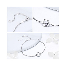 Женский браслет j-hel Котенок-сердечко 1,49 г 22 см Silver (KITTYSilver)