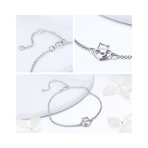 Жіночий браслет j-hel Кошеня-серце 1,49 г 22 см Silver (KITTYSilver)