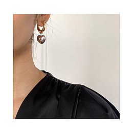 Сережки круглі j-hel трансформери з підвіскою серце 2в1 One Size Сріблястий (HEARTj-hel)