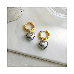 Сережки круглі j-hel трансформери з підвіскою серце 2в1 One Size Сріблястий (HEARTj-hel)