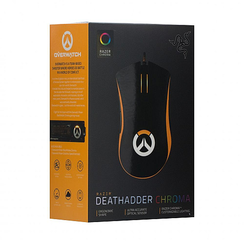 Дротова мишка Razer DeathAdder Chroma Overwatch Black-yellow