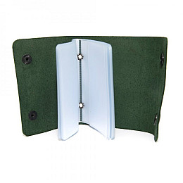 Шкіряна візитниця на дві кнопки Зелена Gofin Skg-10034