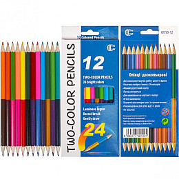 Карандаши Metr+ 12шт/24 цвета "Two-color" "С" CR12/24