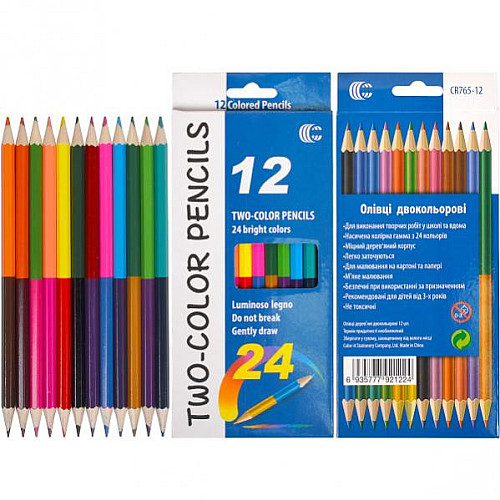Карандаши Metr+ 12шт/24 цвета "Two-color" "С" CR12/24