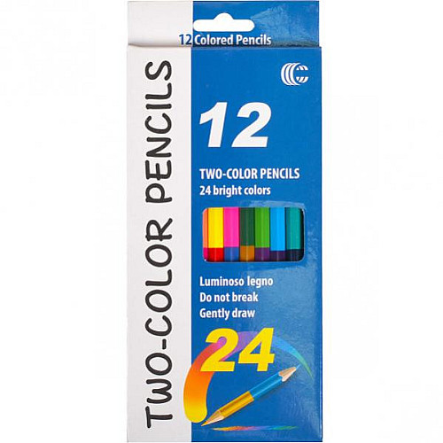 Карандаши Metr+ 12шт/24 цвета "Two-color" "С" CR12/24