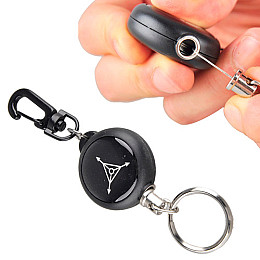 Ретрактор выдвижной брелок для карт доступа бейджа трос сталь 60см