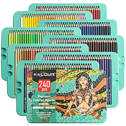 Премиум-набор цветных масляных карандашей KALOUR 240 цветов в металлической коробке