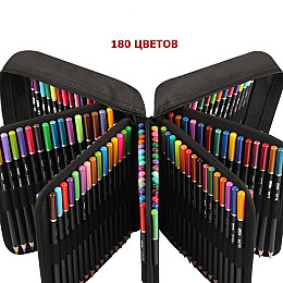 Профессиональные цветные карандаши с грифелем на масляной основе KALOUR 180 цветов в нейлоновом футляре