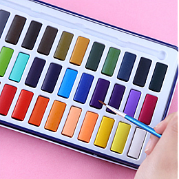 Набір художніх акварельних фарб Bianyo у металевому пеналі, 36 кольорів + пензлик