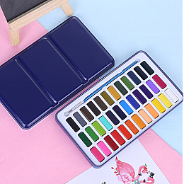 Набір художніх акварельних фарб Bianyo у металевому пеналі, 36 кольорів + пензлик