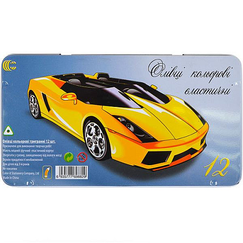Набор карандашей 12 цветов COLOR-IT CRМ555-12 Metal elastico "С" Машина