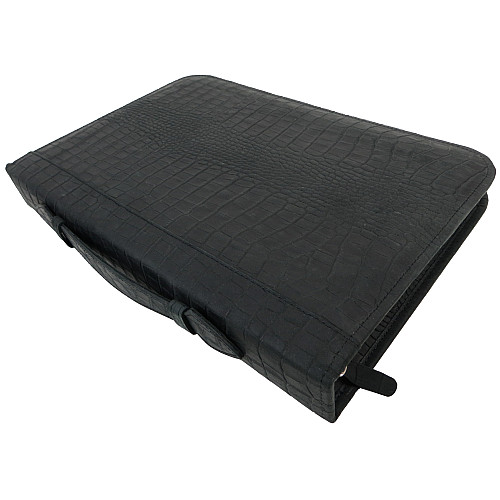 Деловая папка для документов из кожи под крокодила Portfolio Черный (Port1021 croco black)