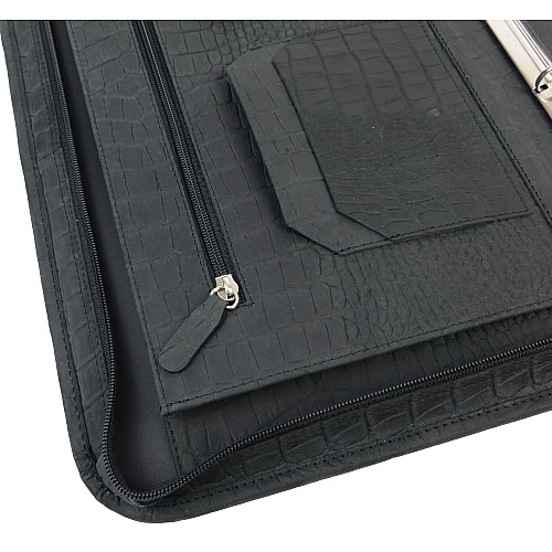 Деловая папка для документов из кожи под крокодила Portfolio Черный (Port1021 croco black)