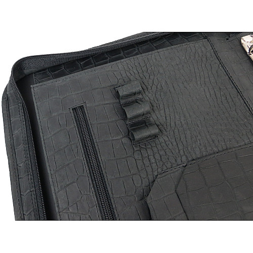 Деловая папка для документов из кожи под крокодила Portfolio Черный (Port1021 croco black)