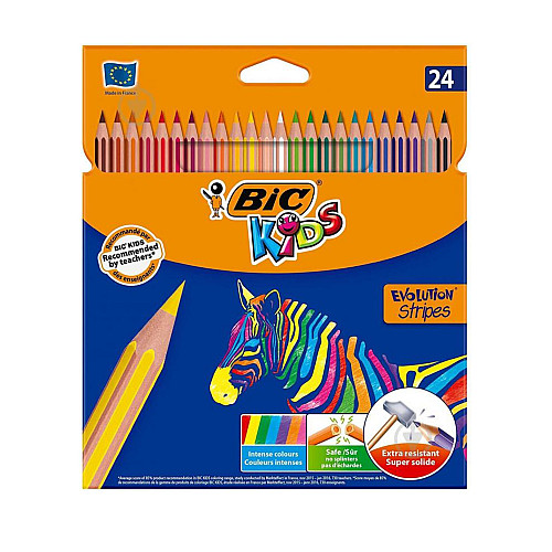 Карандаши цветные BIC evolution stripes 24 цвета (3086123499133)