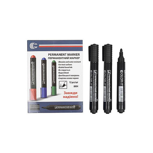 Маркер черный COLOR-IT 8004Black Diamont "C" в упаковке 12 шт