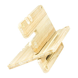 Деревянная подставка для телефона Клевер большая С чехлом Minkovka Древесина черешни 16 см/13 см Топленое молоко (27366)