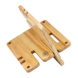 Деревянная подставка для телефона Клевер большая С чехлом Minkovka Древесина черешни 16 см/13 см Натуральный (27367)