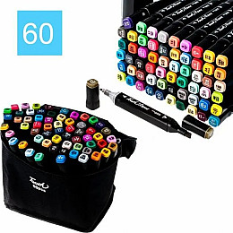 Маркеры двусторонние для рисования и скетчинга на спиртовой основе Touch Sketching markers 60 шт
