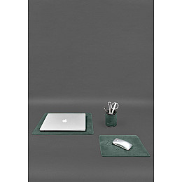 Настольный набор из натуральной кожи 5.0 с картой Украины Зеленый Crazy Horse BlankNote