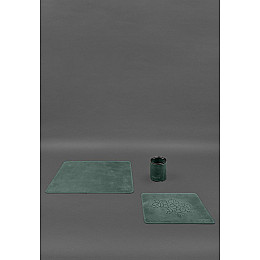 Настольный набор из натуральной кожи 5.0 с картой Украины Зеленый Crazy Horse BlankNote