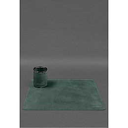 Настольный набор из натуральной кожи 5.0 с картой Украины Зеленый Crazy Horse BlankNote