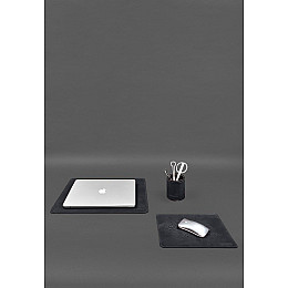 Настольный набор из натуральной кожи  5.0 с картой Украины Синий Crazy Horse BlankNote