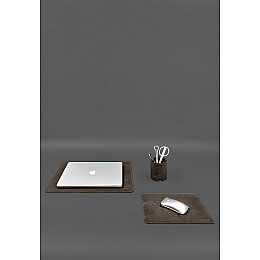 Настольный набор из натуральной кожи 5.0 с картой Украины Темно-коричневый Crazy Horse BlankNote